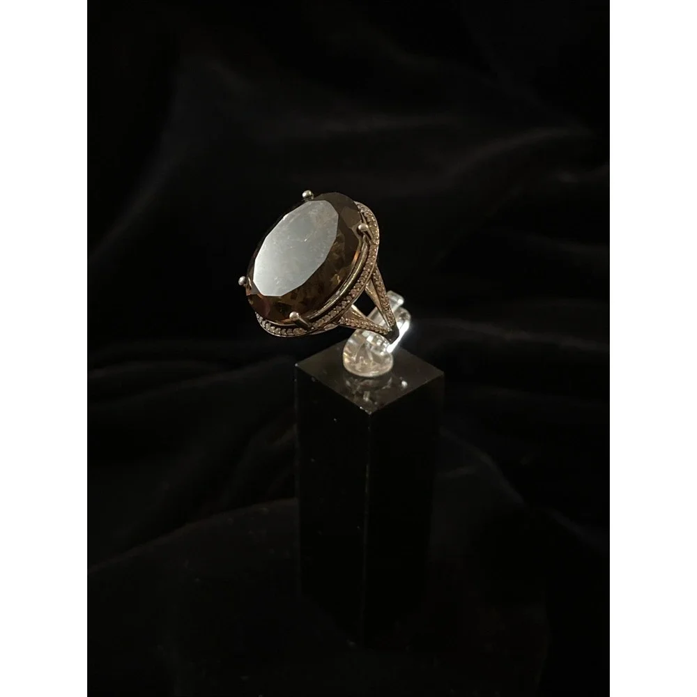 JTV 9.25 Sterling Silver Smokey Topaz‎ Ring 5